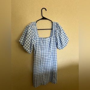 blue and white altard state dress